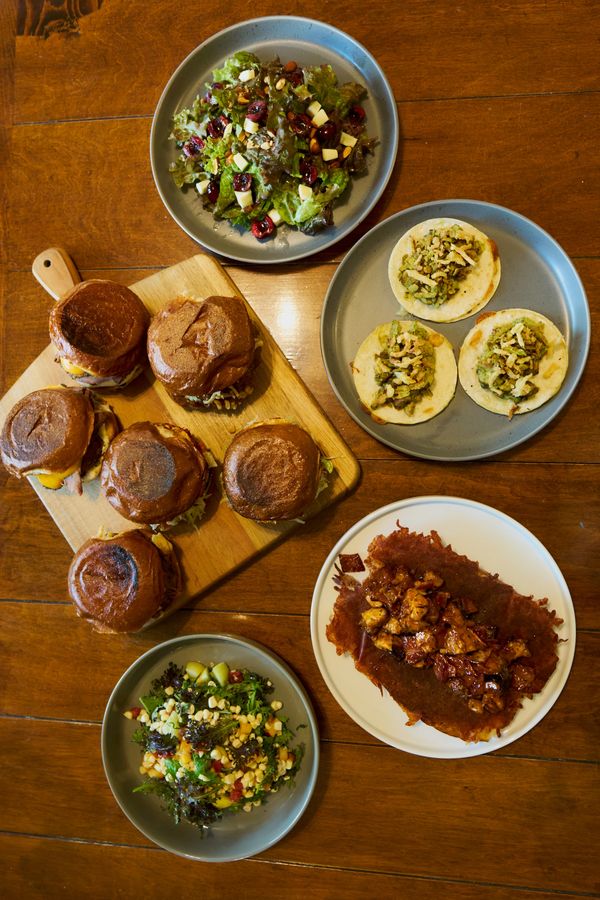 Selection of different dishes offered at Biscuits BBQ