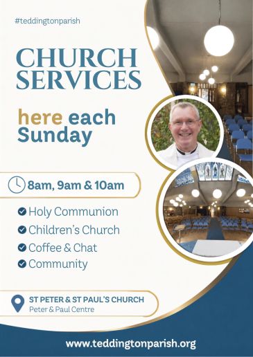 Church service schedule at Teddington Parish.