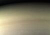 The LAST photo sent back from Cassini.  The probe was burned up in Saturn's atmosphere to prevent any contaminants from infecting the moon Enceladus