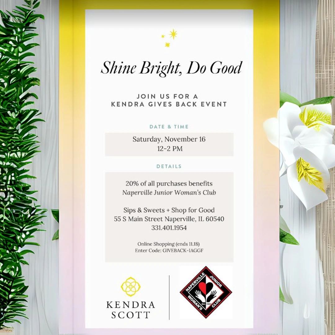 Kendra Gives Back event supporting Naperville Junior Woman's Club on November 16.