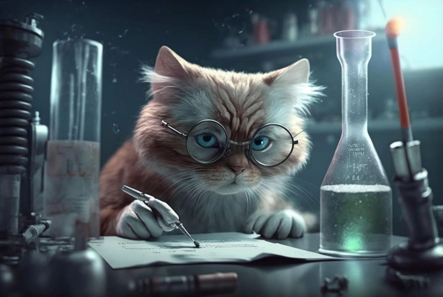 cat scientist working