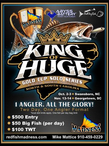 Fishing tournament poster for King of Huge Gold Cup Solo Series.