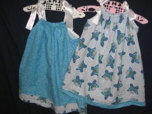 pillowcase dresses, blue, butterflies