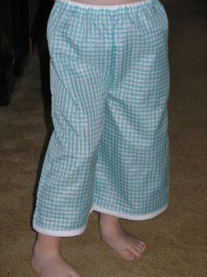 blue pants with white trim