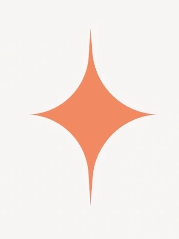 Minimalist orange star shape on a light background.