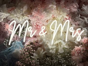 Mr. and Mrs. neon sign