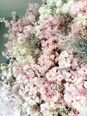 Pastel pink, white, and blue 5D flower wall 