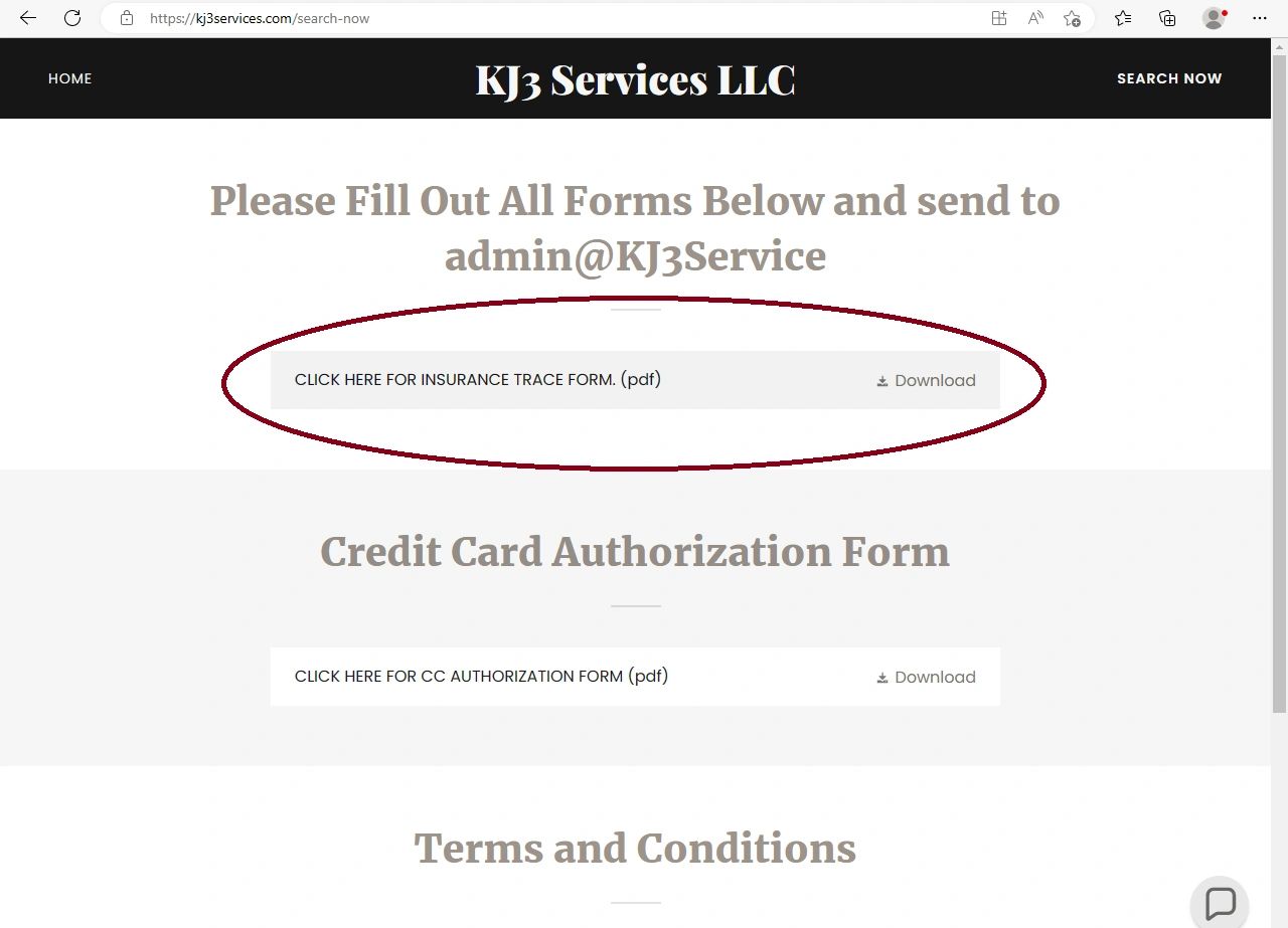 Click here to download Insurance Trace form.