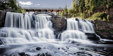 Gooseberry Falls, featuring tumbling falls and hiking paths by Lake Superior.
