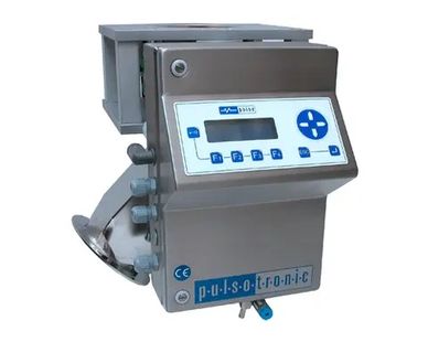 Industrial control device with digital display and buttons.