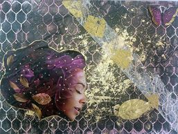 Artistic side profile with butterfly and fish.