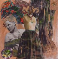 Artistic collage featuring a female bust and abstract elements.