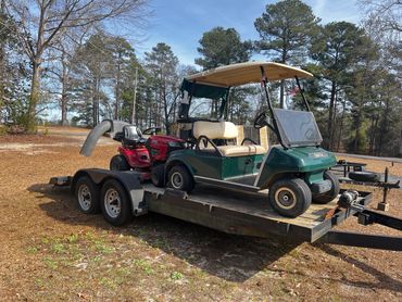Golf cart on trailer