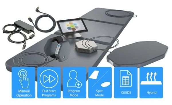 Medical device with multiple components laid out and operation modes shown.