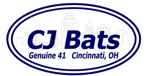 Logo of CJ Bats with Cincinnati skyline and text Genuine 41 Cincinnati, OH.