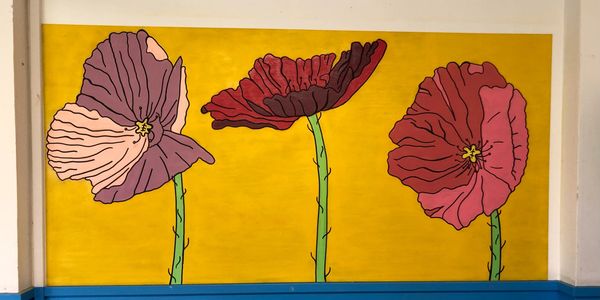 A picture of poppies- a mural at the cafe
