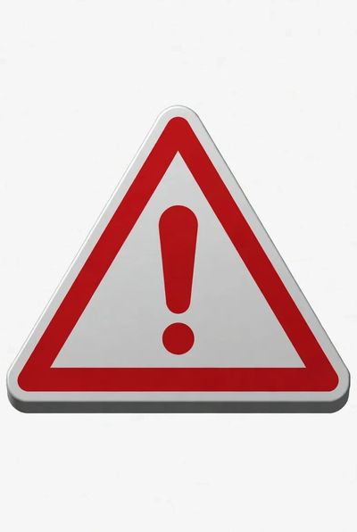 Red and white triangular warning sign with an exclamation mark.
