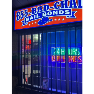 Bail Bonds sign on the front of the building at 1235 Mission Blvd, very close to Pomona Jail