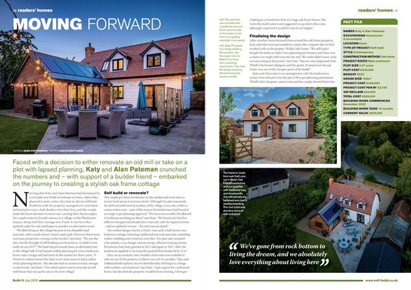 Oak frame cottage, self-build project, Welsh Oak Frame, article written by Jane Crittenden, Essex