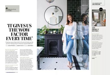 Good Homes magazine, April 2022, bathroom makeover, wow-factor, Crittall, green tiles,@glynnovation