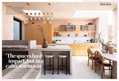 Good Homes magazine, February 2022, natural materials, authentic palette, monochrome, designer home