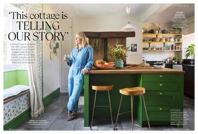 Bristol country house, green kitchen, wallpaper inspiration, House Beautiful writer