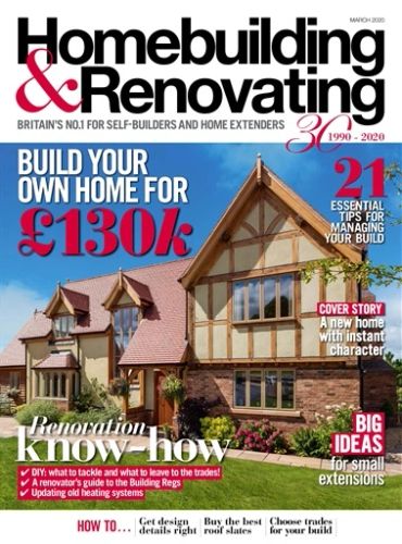 Magazine cover of Homebuilding &amp; Renovating focusing on building a home for £130k.