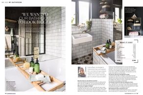 House Beautiful magazine, March 2021, bathroom makeover, mirror wall, space saving, @paint_paste_pro