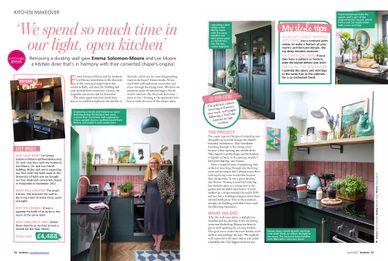 Your Home magazine, April 2022, kitchen makeover, green kitchen, green and pink decor @thesolomoores