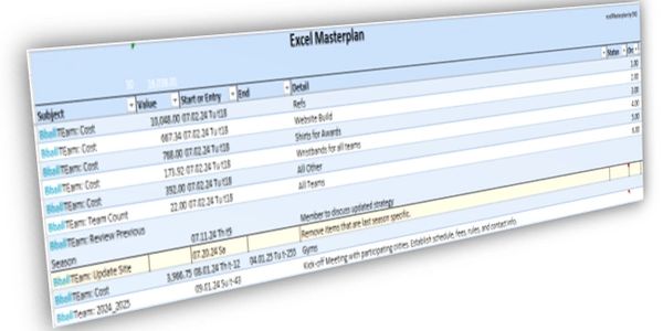 XL spreadsheet with one record in beige.