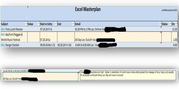 XL spreadsheet with one record highlighted in beige