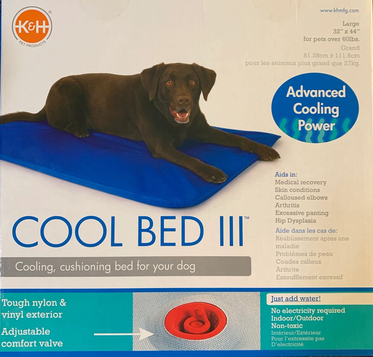 k&h cool bed iii cooling dog bed large