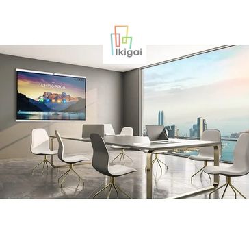 Sala de Juntas que tiene una pantalla interactiva multifuncional para gestión de video, 