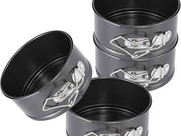 Hiware 4-Inch Mini Springform Pan Set - 4 Piece Small Nonstick Cheesecake Pan for Mini Cheesecakes 
