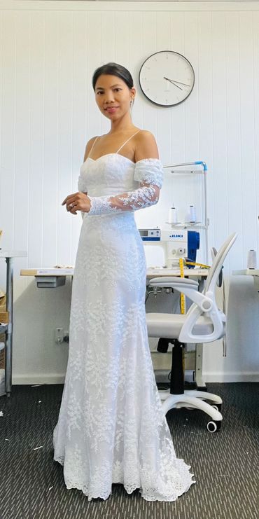 This is Sirintra (the business founder) in her own beautiful wedding dress which she made herself.