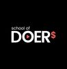 Logo with text 'school of DOERs' on black background.