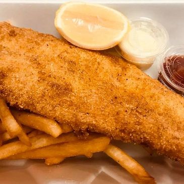 Fried fish with cajun seasoning mix crispy batter.