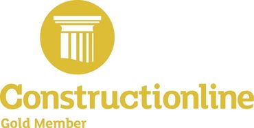 Constructionline Gold Member logo with a gold pillar icon.