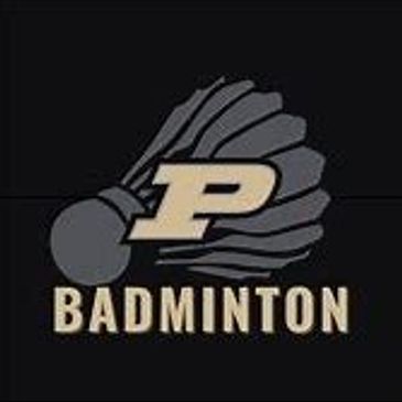 Purdue Badminton logo with shuttlecock and letter P.