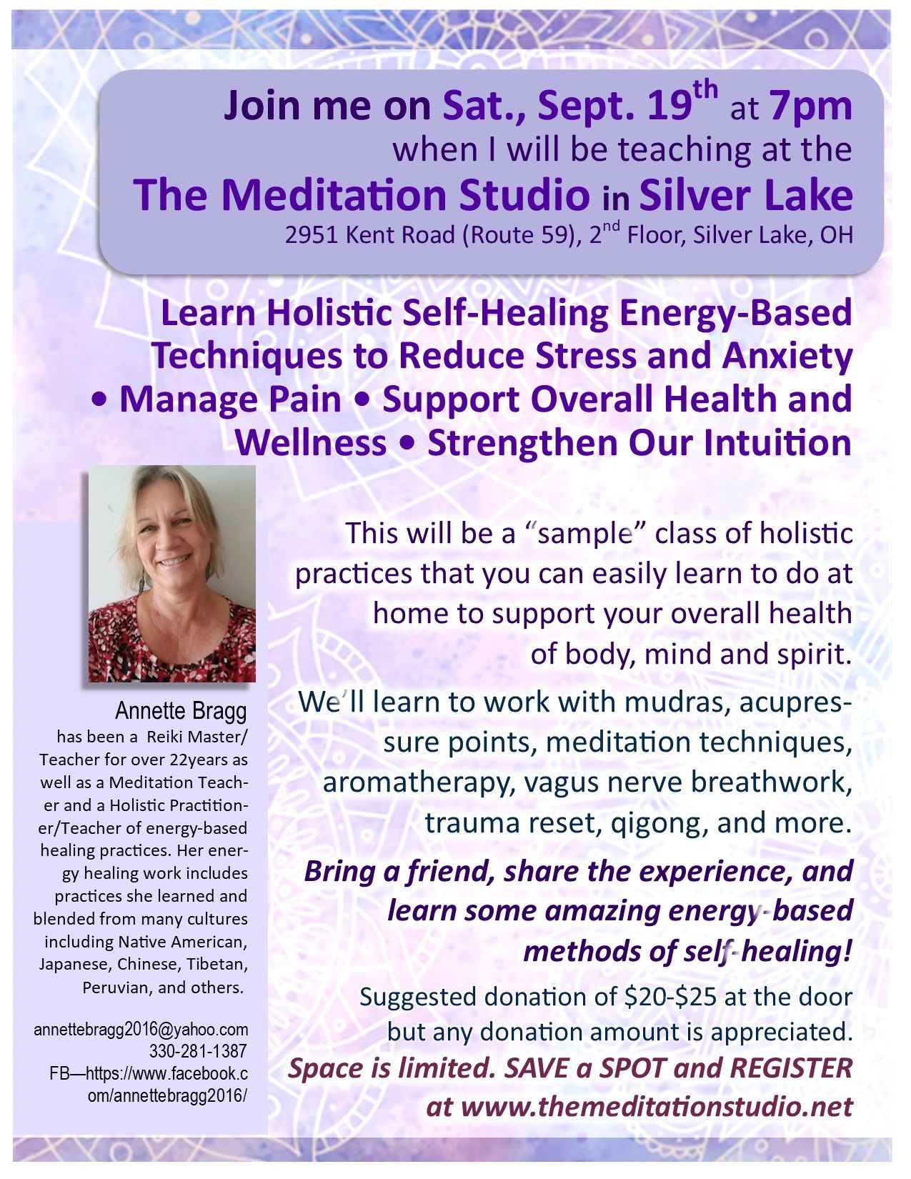 Meditation class in Silver Lake to learn energy-based self-healing techniques.