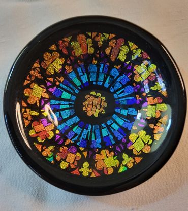 kiln-formed glass, dichroic glass topped with clear glass