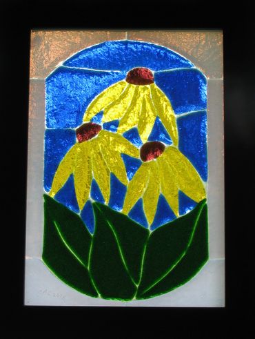 kiln-formed glass panel
black-eyed susans