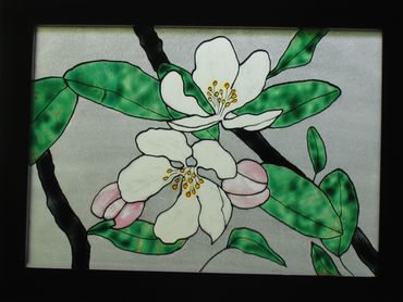 painting on glass, cherry blossom