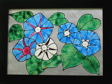 painting on glass, morning glory