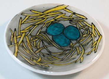 hand-painted glass bowl
bird's nest eggs