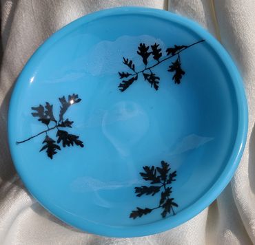 kiln-formed bowl with reverse painting