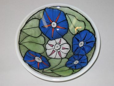 hand-painted glass bowl
morning glory