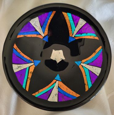 kiln formed bowl with dichroic