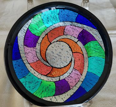 kiln formed bowl with dichroic