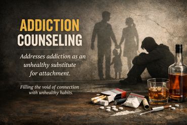 Addiction counseling highlights addiction as an unhealthy substitute for connection.